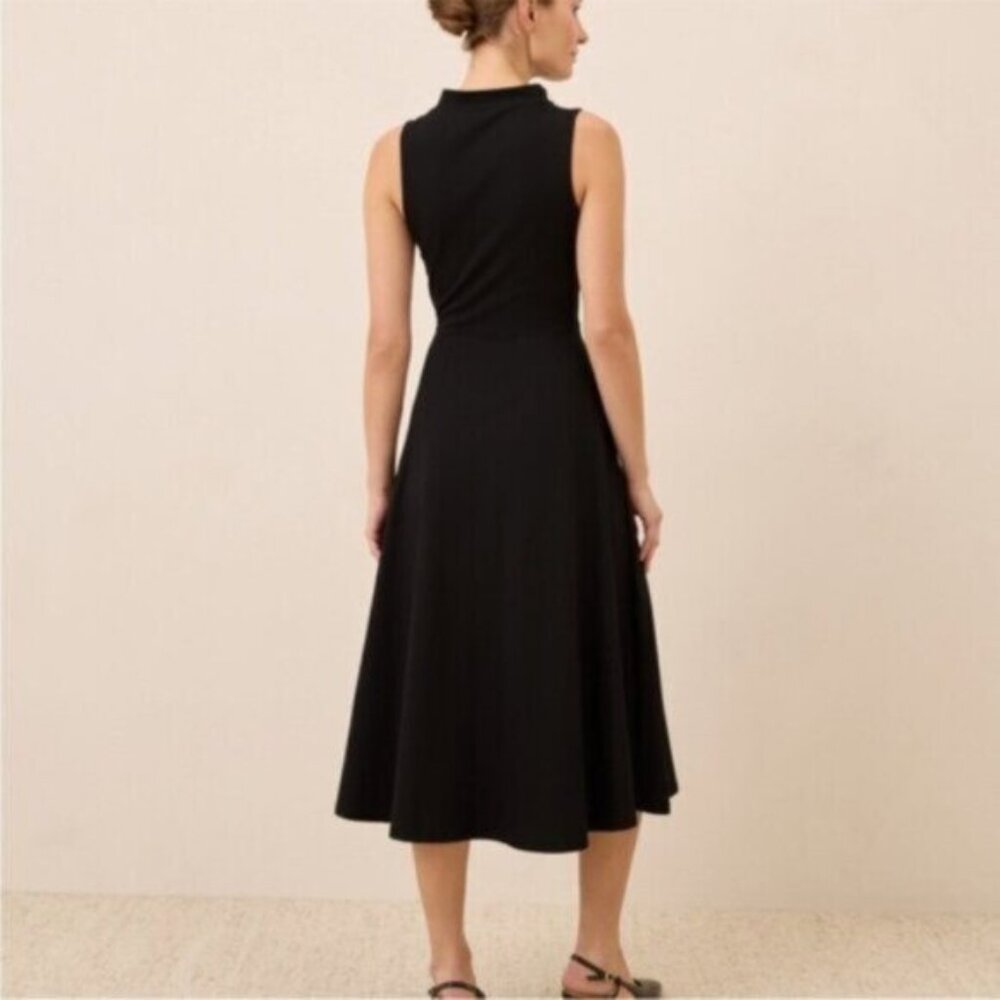 Sleeveless Black Midi Dress - Classic A-Line